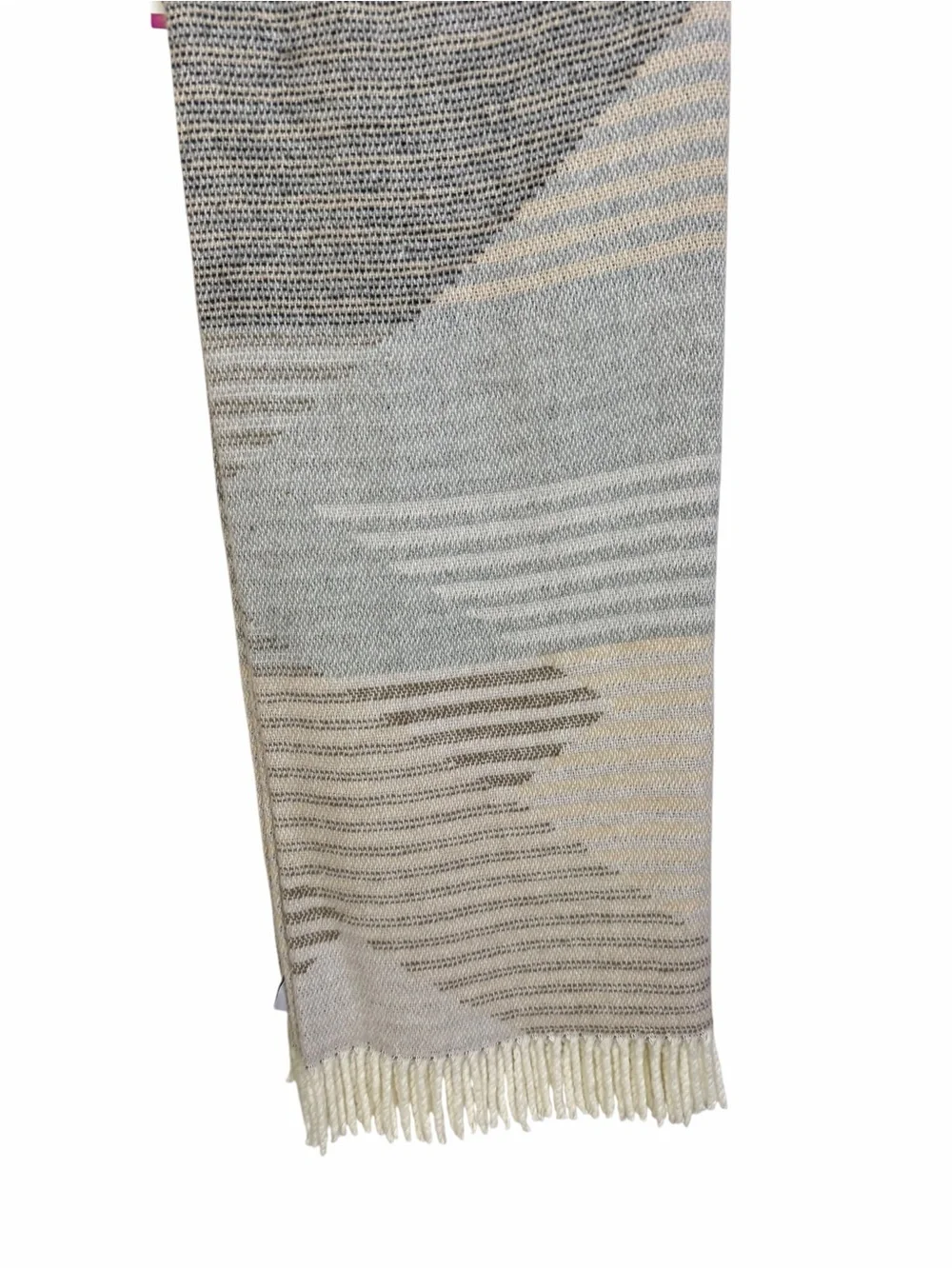 TEXTEIS PENEDO Oversized Throw Blanket Beige Gray Striped Portugal 50